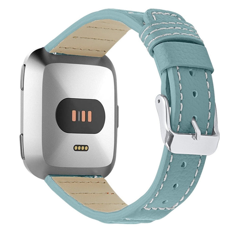 Kønt Fitbit Versa Lite Ægte læder Rem - Grøn#serie_3