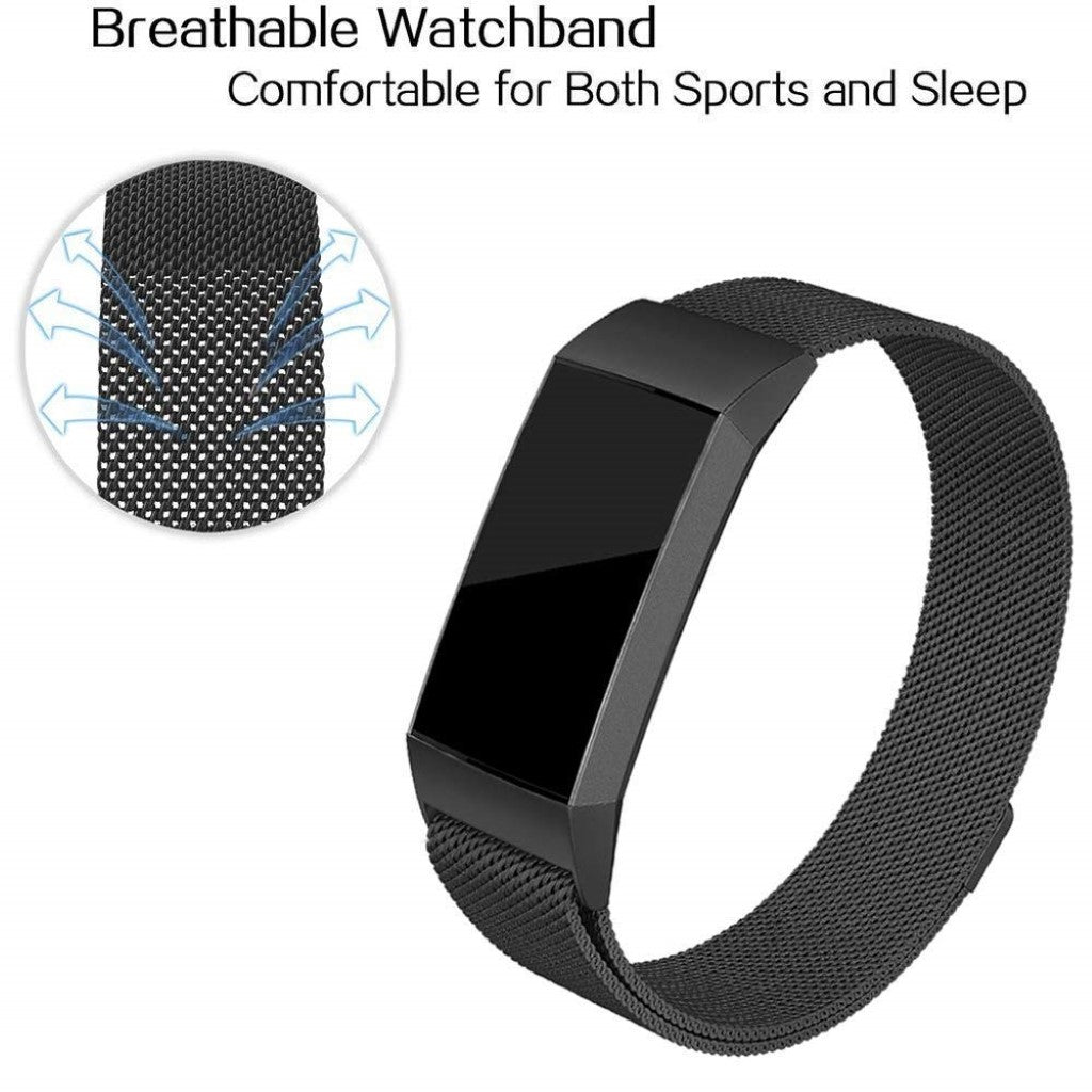 Meget skøn Fitbit Charge 3 Metal Rem - Sort#serie_5