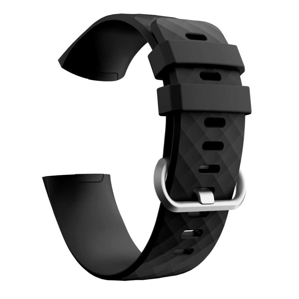 Rigtigt nydelig Fitbit Charge 3 Silikone Rem - Sort#serie_10