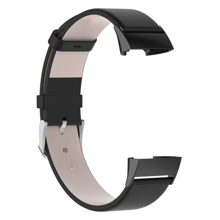 Rigtigt elegant Fitbit Charge 3 Ægte læder Rem - Sort#serie_1