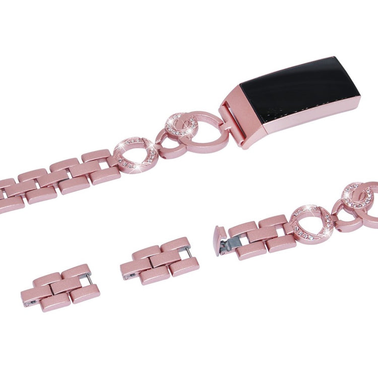 Rigtigt nydelig Fitbit Charge 3 Metal og Rhinsten Rem - Pink#serie_3