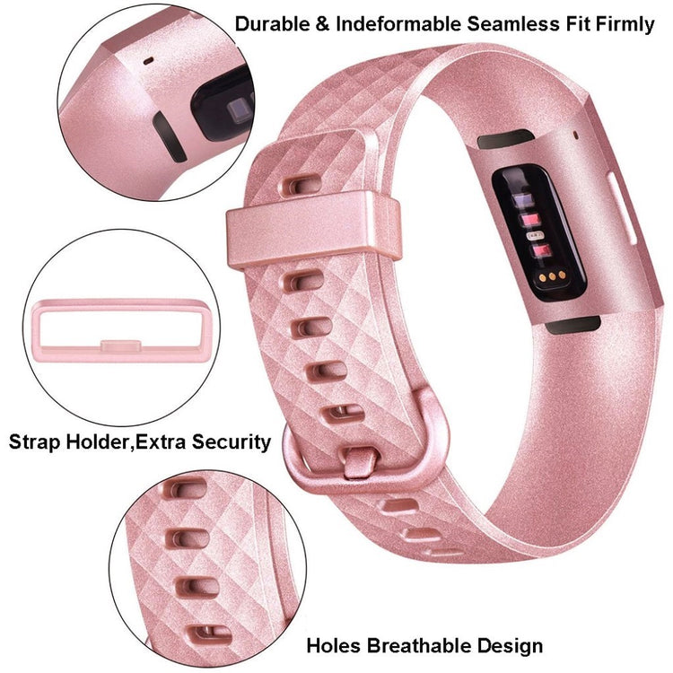 Supercool Fitbit Charge 3 Silikone Rem - Størrelse: L - Pink#serie_3