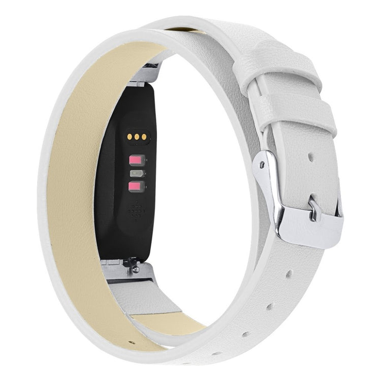 Meget hårdfør Fitbit Inspire Ægte læder Rem - Hvid#serie_2