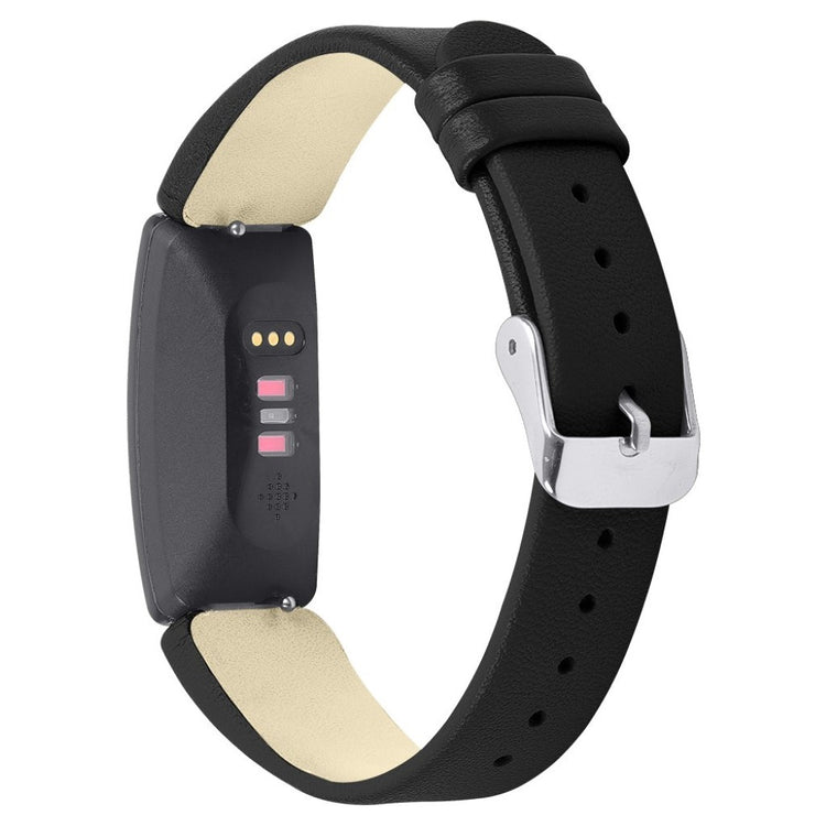 Meget fint Fitbit Inspire Ægte læder Rem - Sort#serie_1