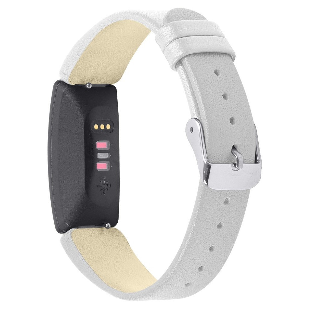 Meget fint Fitbit Inspire Ægte læder Rem - Hvid#serie_2