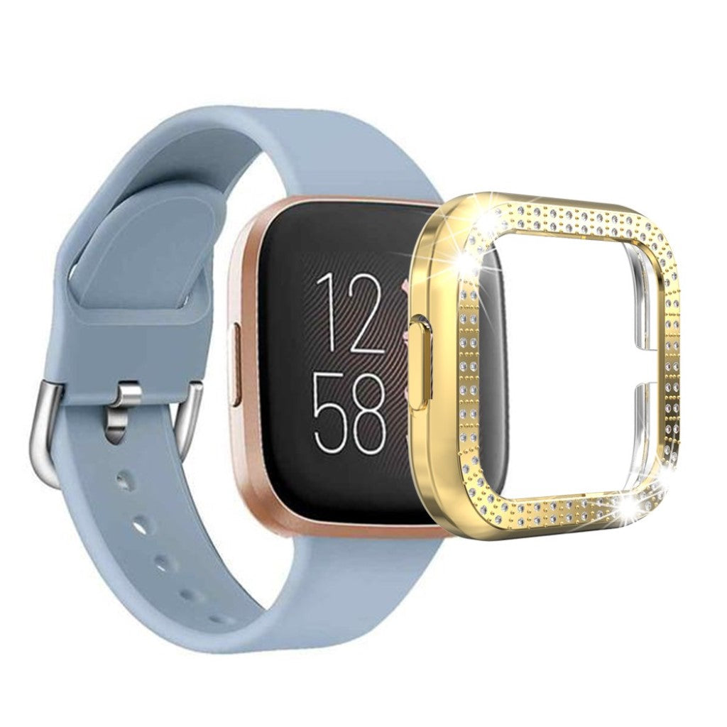 Fitbit Versa 2  Rhinsten og Silikone Bumper  - Guld#serie_6