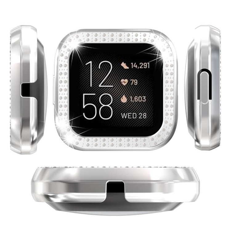 Fitbit Versa 2  Rhinsten og Silikone Bumper  - Sølv#serie_9