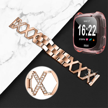 Fitbit Versa 2 / Fitbit Versa Lite Metal Rem med Cover - Pink#serie_4