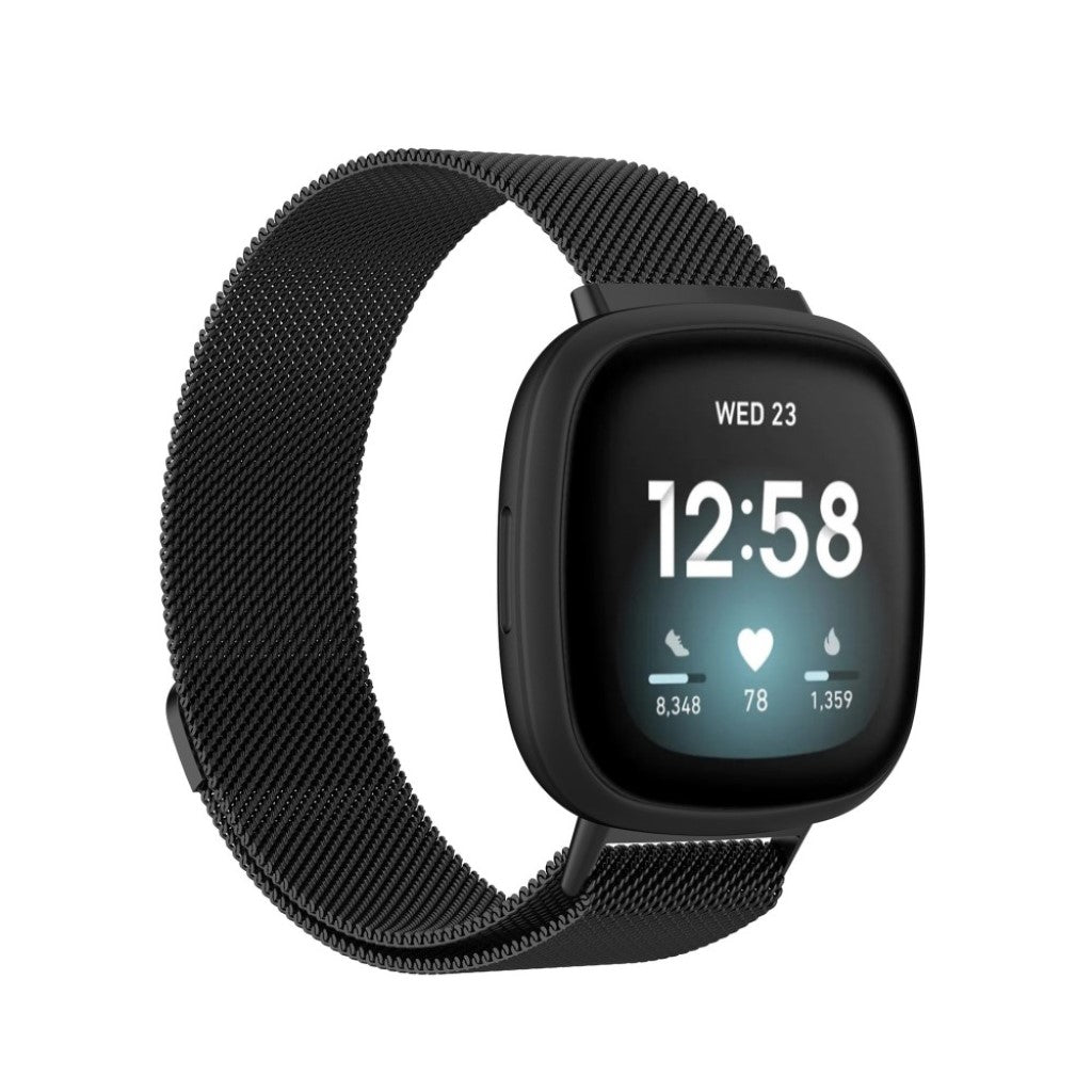 Kønt Fitbit Versa 3 / Fitbit Sense Metal Rem - Størrelse: L - Sort#serie_1