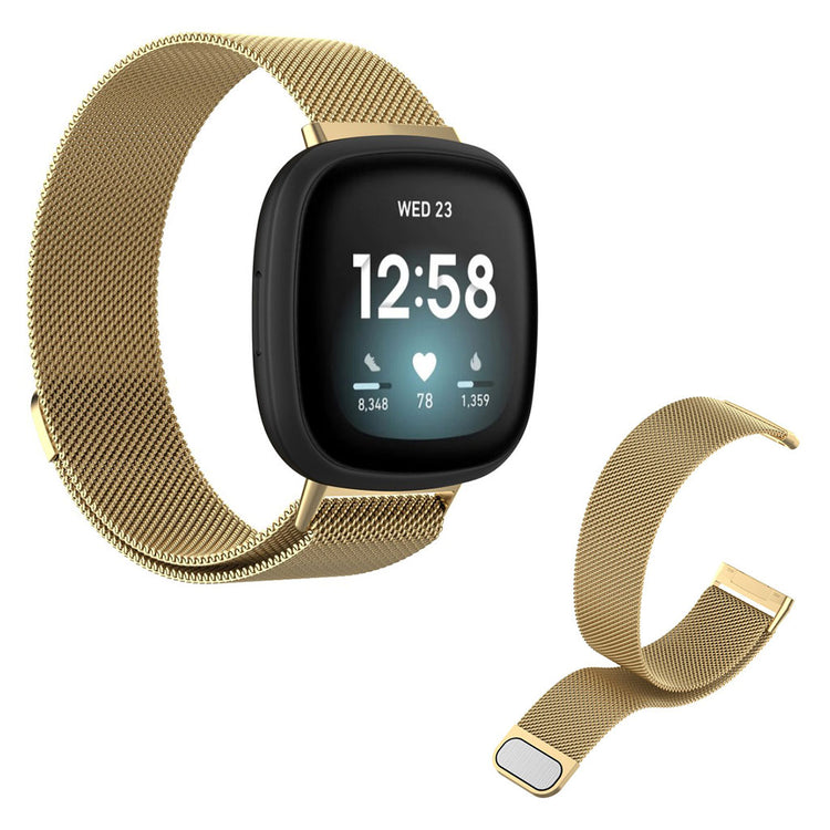 Kønt Fitbit Versa 3 / Fitbit Sense Metal Rem - Størrelse: L - Guld#serie_3