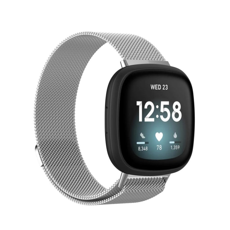 Kønt Fitbit Versa 3 / Fitbit Sense Metal Rem - Størrelse: L - Sølv#serie_5