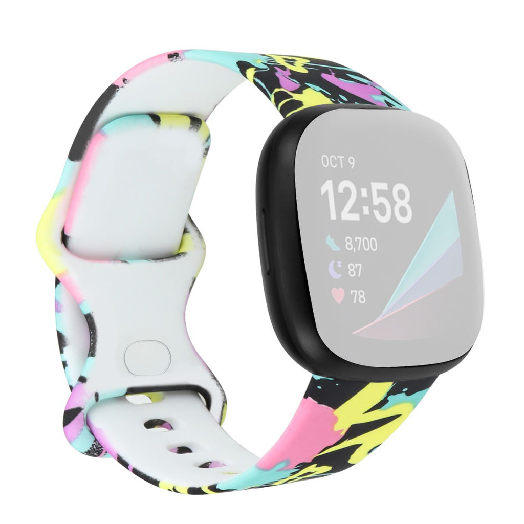 Meget kønt Fitbit Versa 3 Silikone Rem - Størrelse: S - Flerfarvet#serie_9