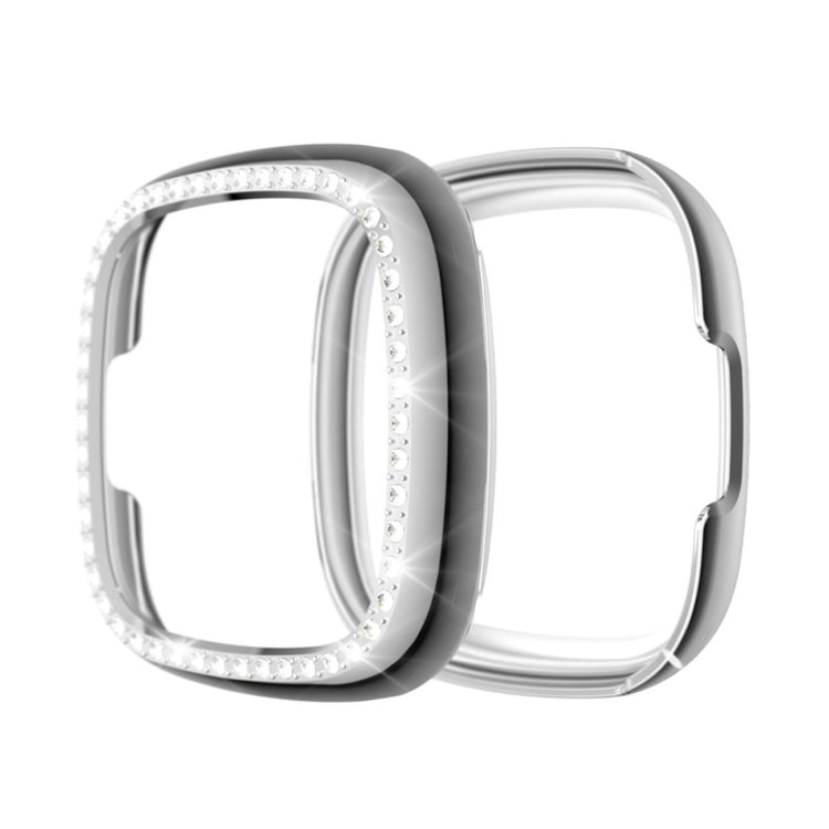 Fitbit Versa 3 / Fitbit Sense Elegant Rhinsten og Silikone Bumper  - Sølv#serie_7
