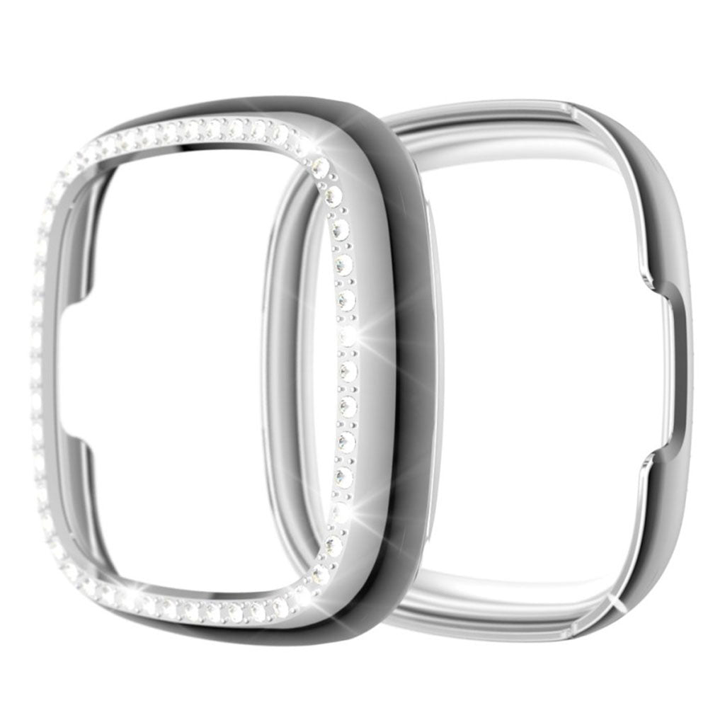 Fitbit Versa 3 / Fitbit Sense Elegant Rhinsten og Silikone Bumper  - Sølv#serie_7
