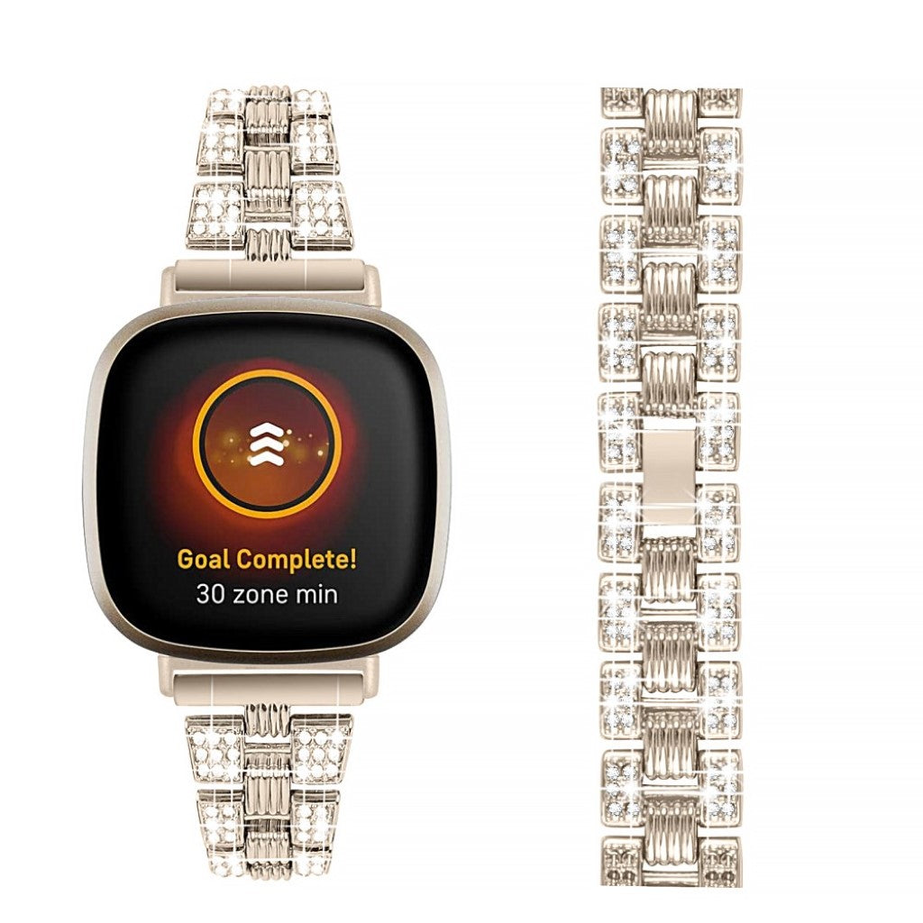Godt Fitbit Versa 3 / Fitbit Sense Metal og Rhinsten Rem - Guld#serie_5