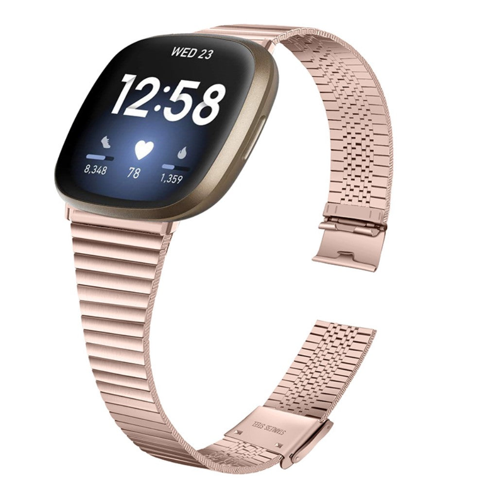 Rigtigt slidstærk Fitbit Versa 3 Metal Rem - Pink#serie_4