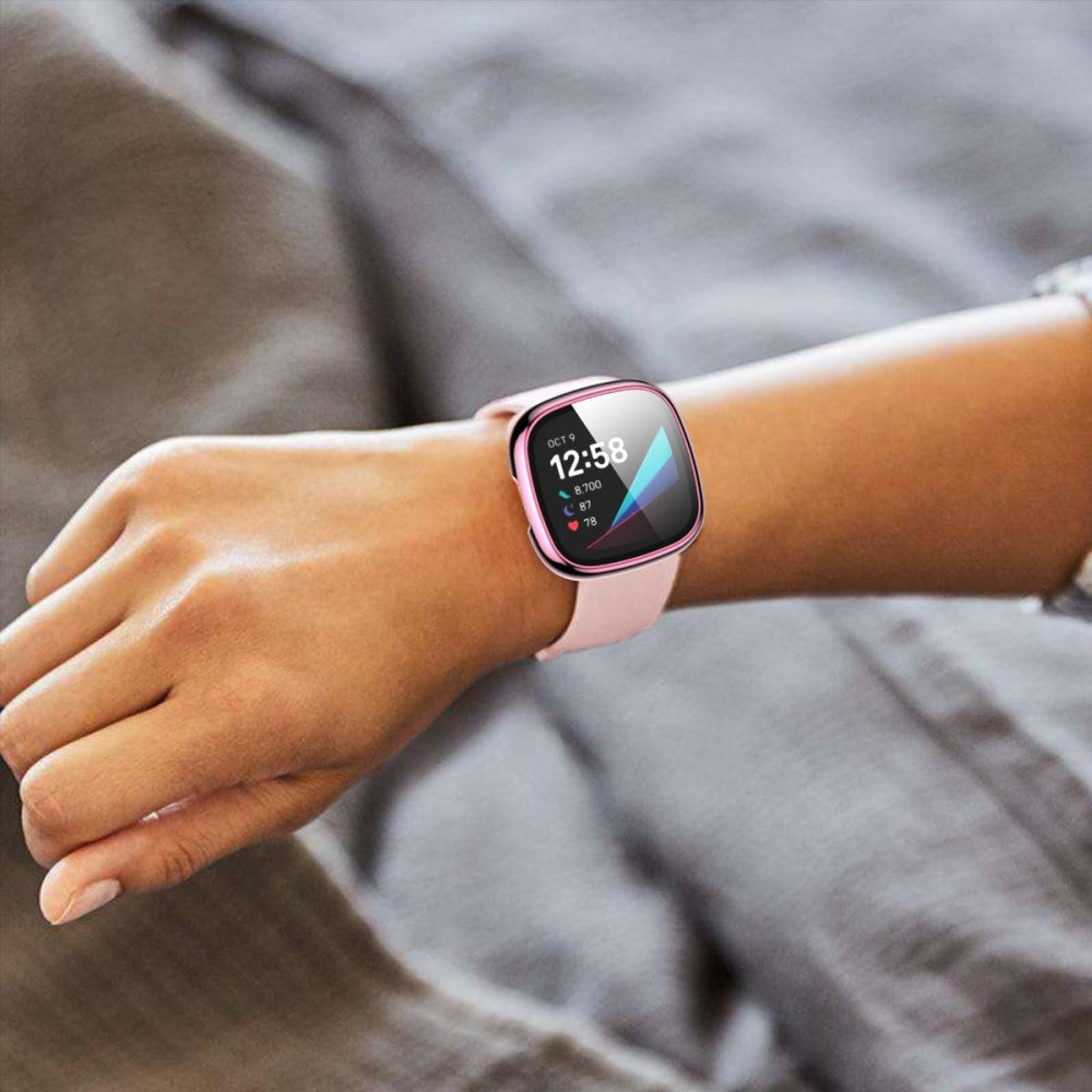 Vildt Godt Fitbit Versa 3 Cover med Skærmbeskytter i Plastik og Hærdet Glas - Pink#serie_1