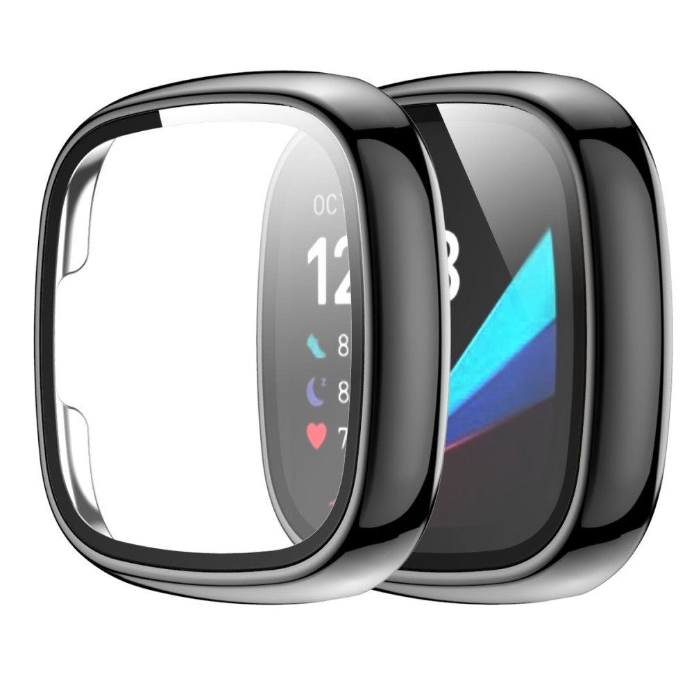 Vildt Godt Fitbit Versa 3 Cover med Skærmbeskytter i Plastik og Hærdet Glas - Sølv#serie_4