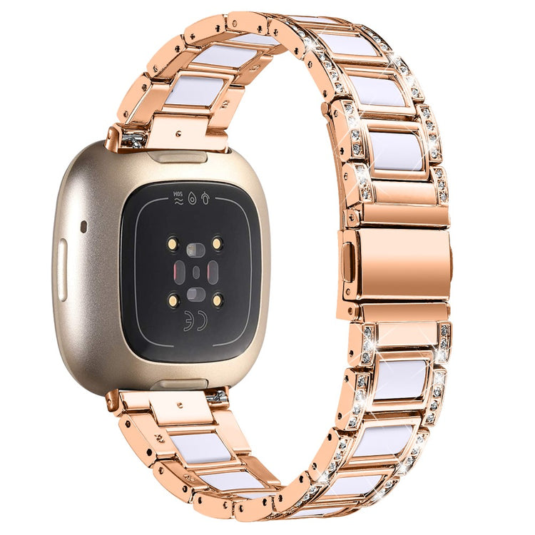 Helt vildt fed Fitbit Versa 3 Metal og Rhinsten Rem - Pink#serie_10