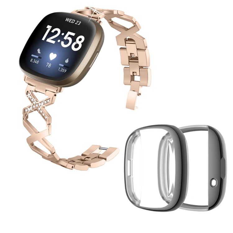 Fitbit Sense / Fitbit Versa 3 Metal Rem med Cover - Guld#serie_1