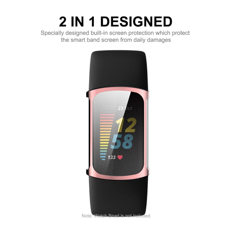 Mega Godt Fitbit Charge 5 Cover med Skærmbeskytter i Silikone - Gennemsigtig#serie_3