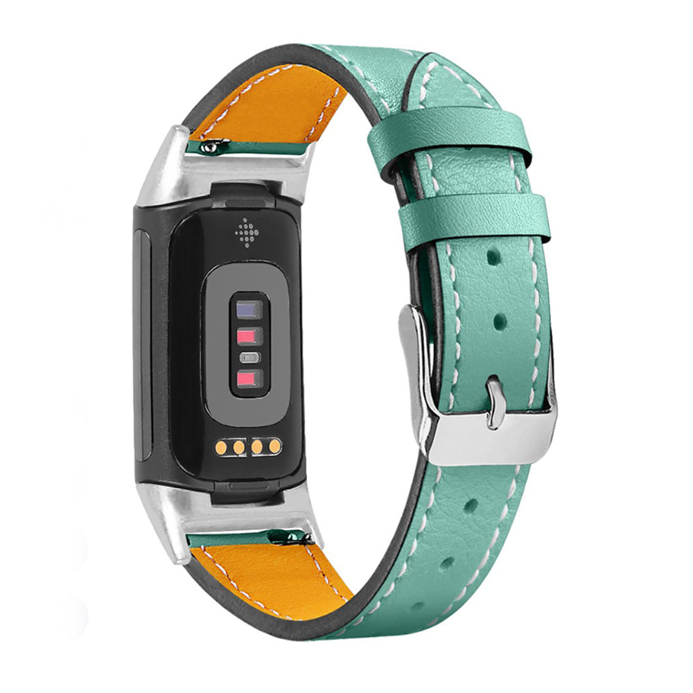 Mega cool Fitbit Charge 5 Ægte læder Rem - Grøn#serie_13