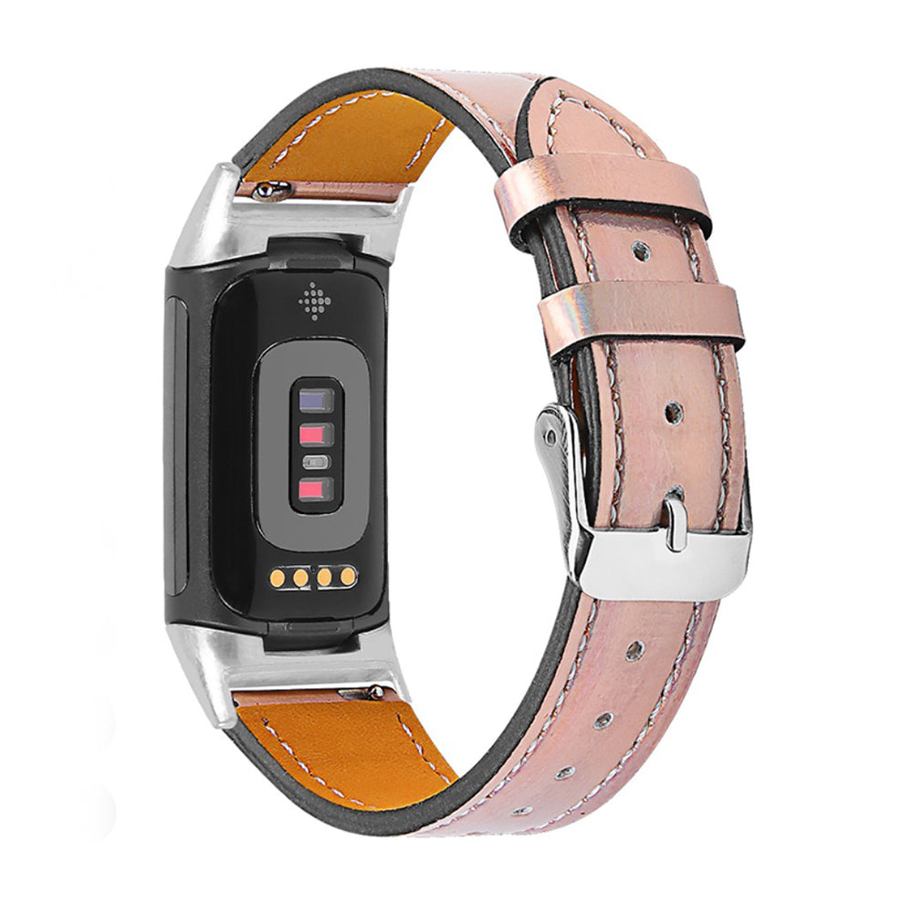 Mega cool Fitbit Charge 5 Ægte læder Rem - Pink#serie_9