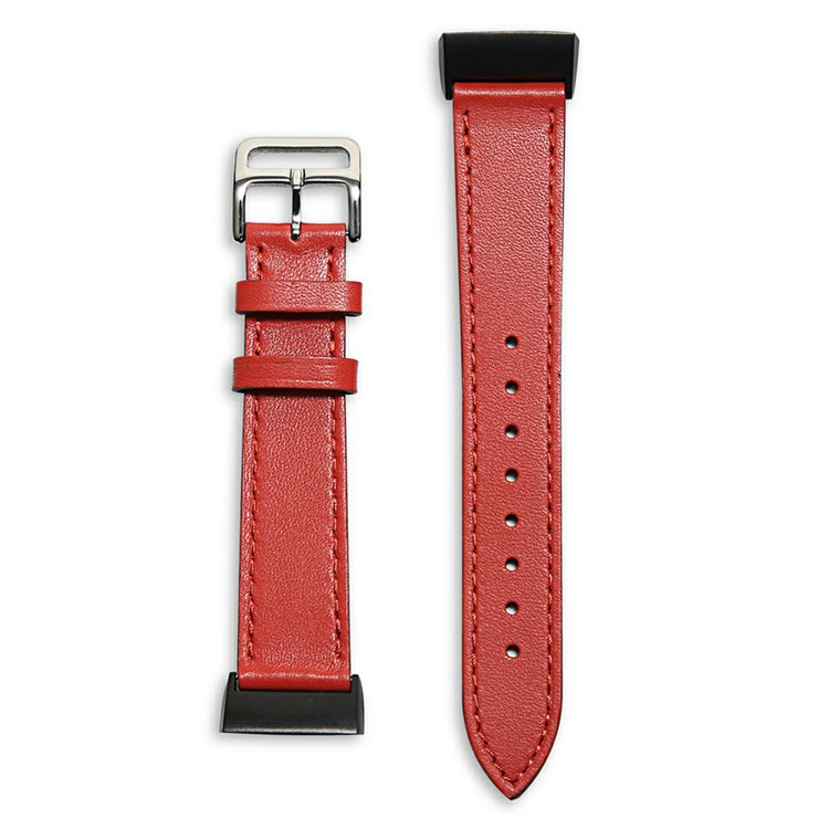 Meget komfortabel Fitbit Charge 5 Ægte læder Rem - Rød#serie_1