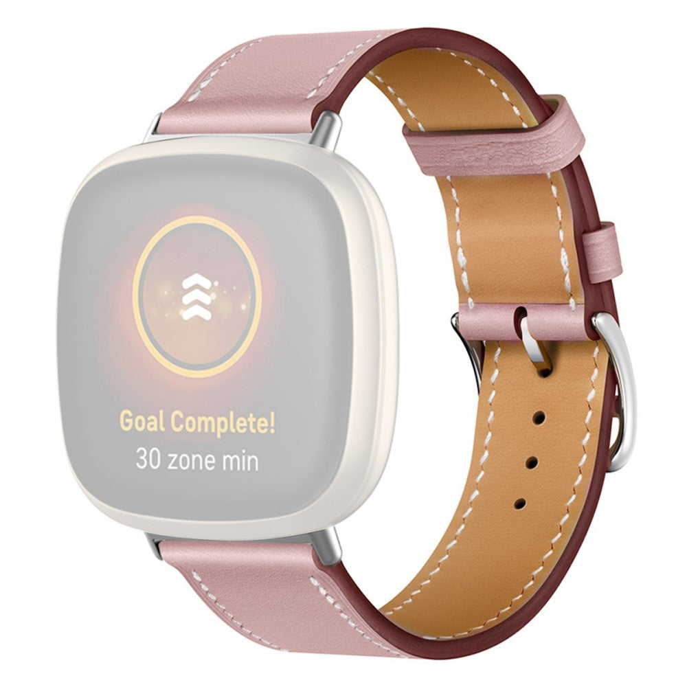 Rigtigt slidstærk Universal Fitbit Ægte læder Rem - Pink#serie_5