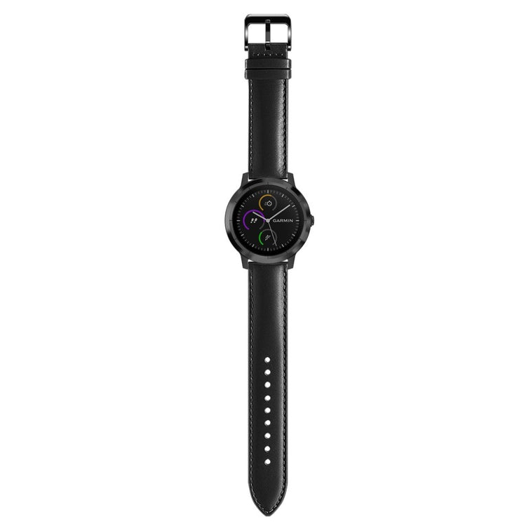 Fed Garmin Vivoactive 3 / Garmin Vivomove HR Ægte læder Rem - Sort#serie_1