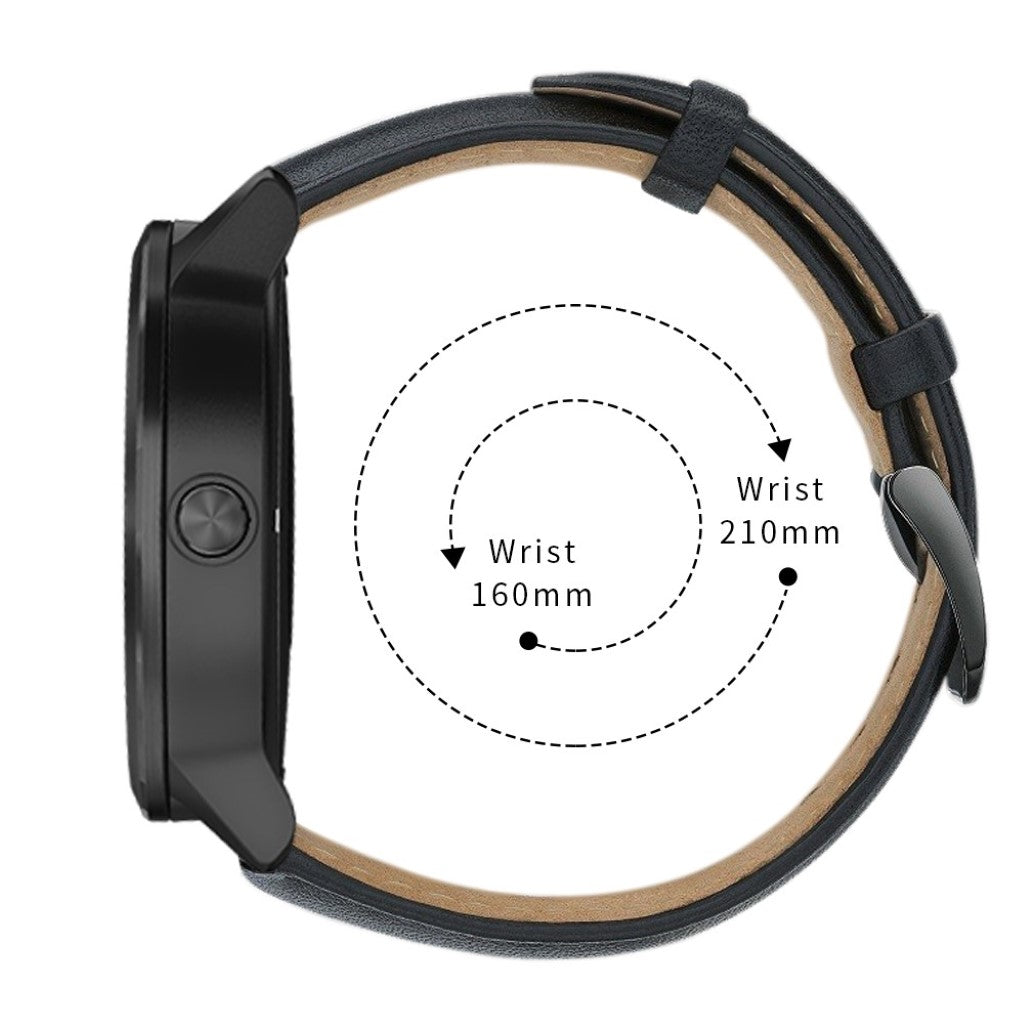 Fed Garmin Vivoactive 3 / Garmin Vivomove HR Ægte læder Rem - Sort#serie_1