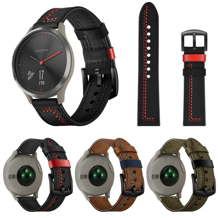 Fed Garmin Vivoactive 3 / Garmin Vivomove HR Ægte læder Rem - Grøn#serie_2