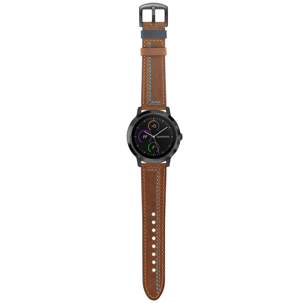 Fed Garmin Vivoactive 3 / Garmin Vivomove HR Ægte læder Rem - Brun#serie_3