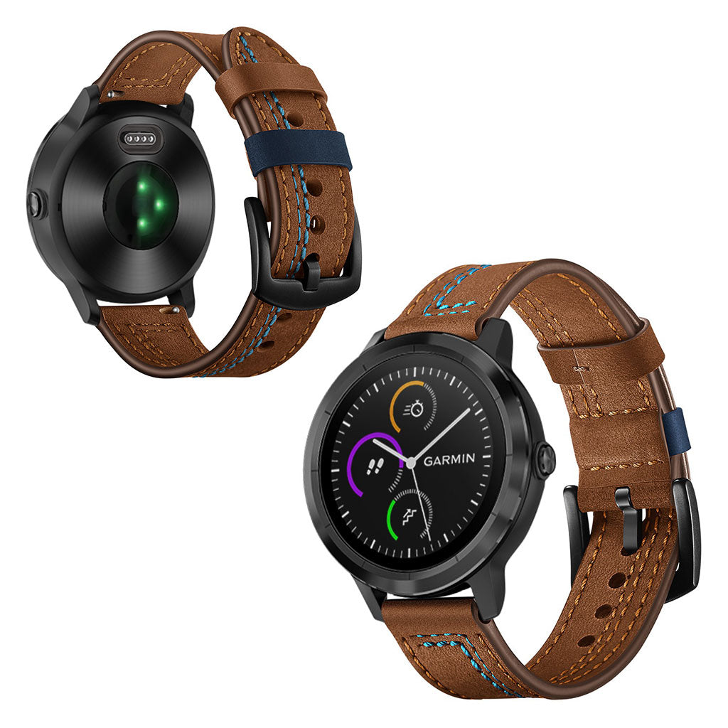 Fed Garmin Vivoactive 3 / Garmin Vivomove HR Ægte læder Rem - Brun#serie_3