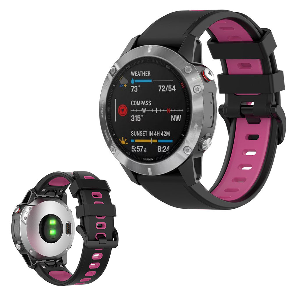 Superflot Garmin Fenix 6 / Garmin Fenix 5 Silikone Rem - Sort#serie_5