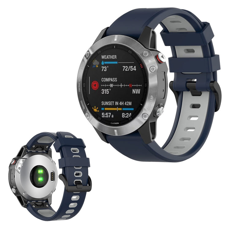 Superflot Garmin Fenix 6 / Garmin Fenix 5 Silikone Rem - Blå#serie_8