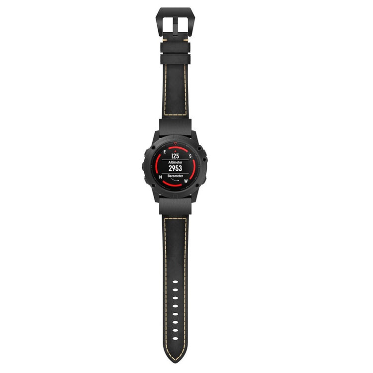 Vildt fint Garmin Fenix 5 Ægte læder Rem - Sort#serie_1