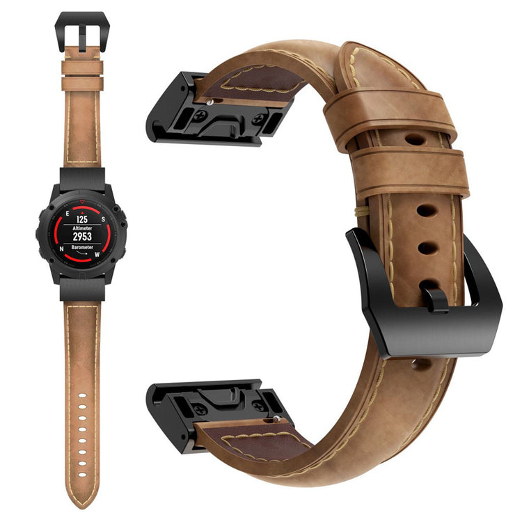 Vildt fint Garmin Fenix 5 Ægte læder Rem - Brun#serie_2