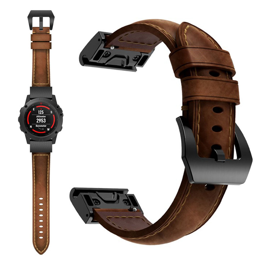 Vildt fint Garmin Fenix 5 Ægte læder Rem - Brun#serie_3