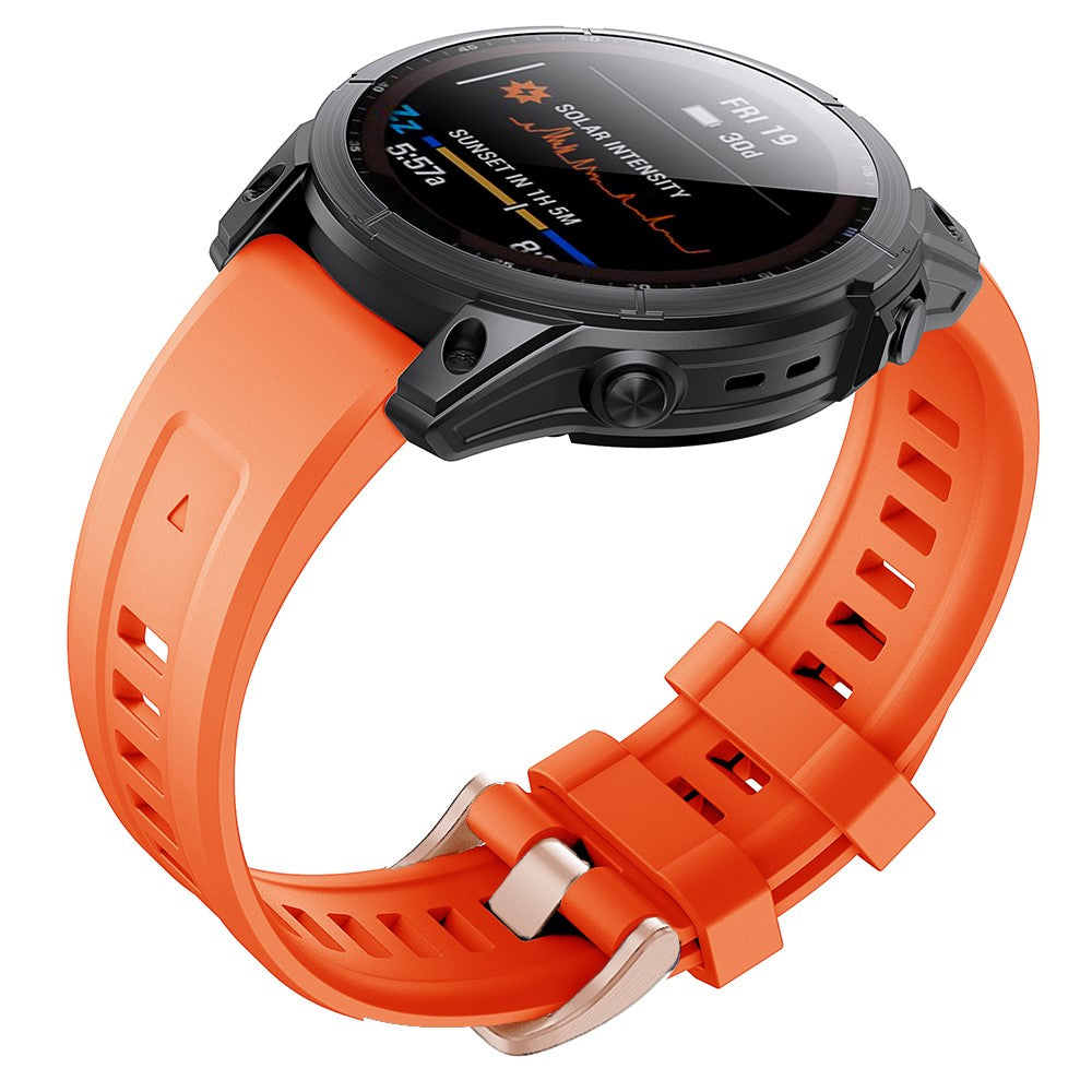 Mega slidstærk Garmin Fenix 7S Silikone Rem - Orange#serie_4