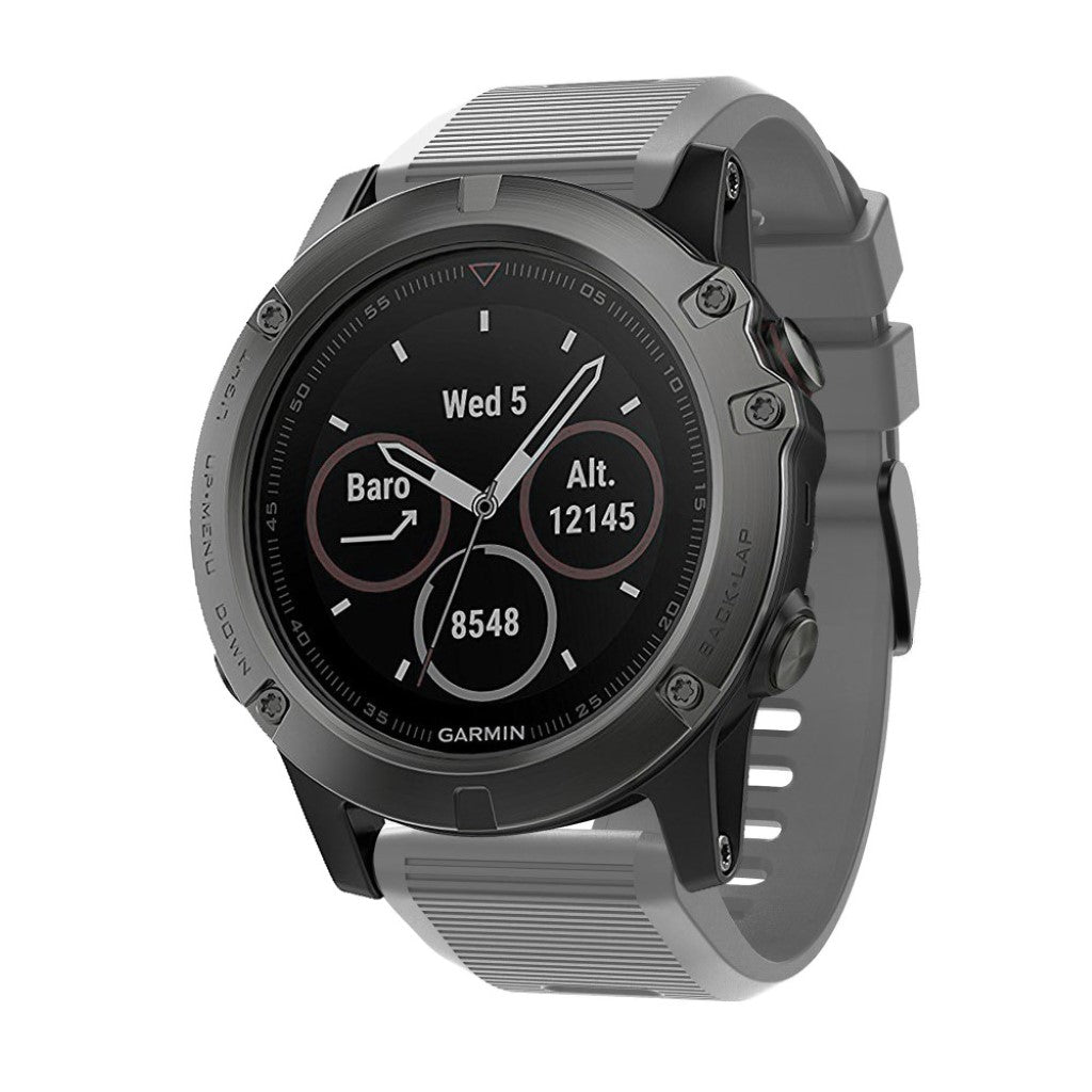 Super godt Garmin Fenix 5X Plus Silikone Rem - Sølv#serie_3