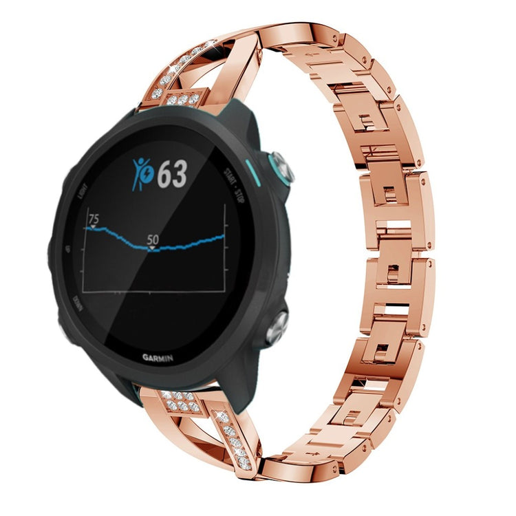 Tidsløst Garmin Forerunner 245 Metal og Rhinsten Rem - Pink#serie_3