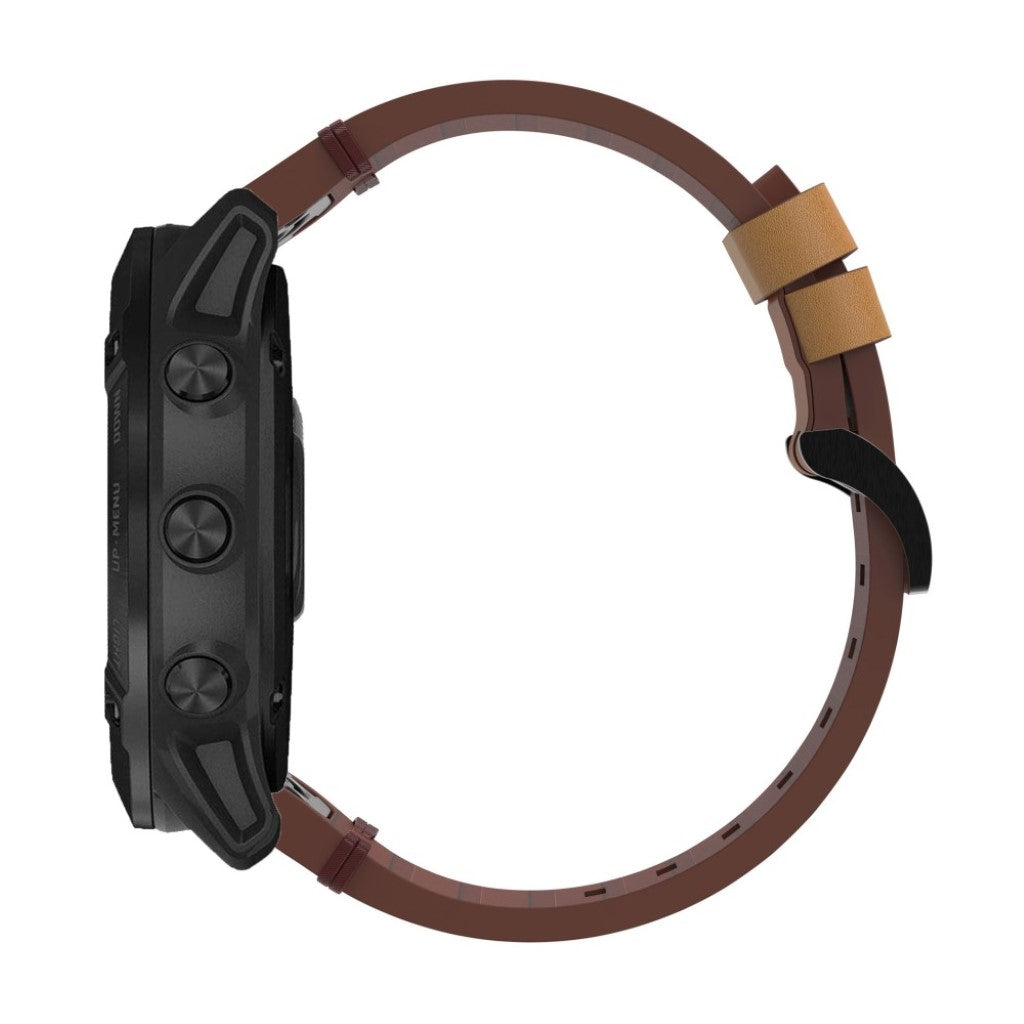 Super pænt Garmin Fenix 6X Ægte læder Rem - Brun#serie_9