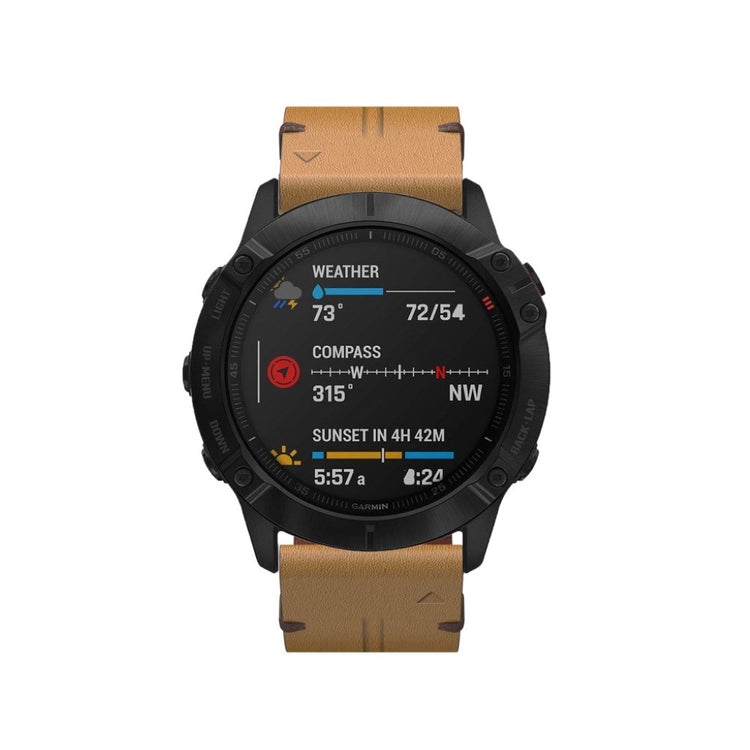 Super pænt Garmin Fenix 6X Ægte læder Rem - Brun#serie_9