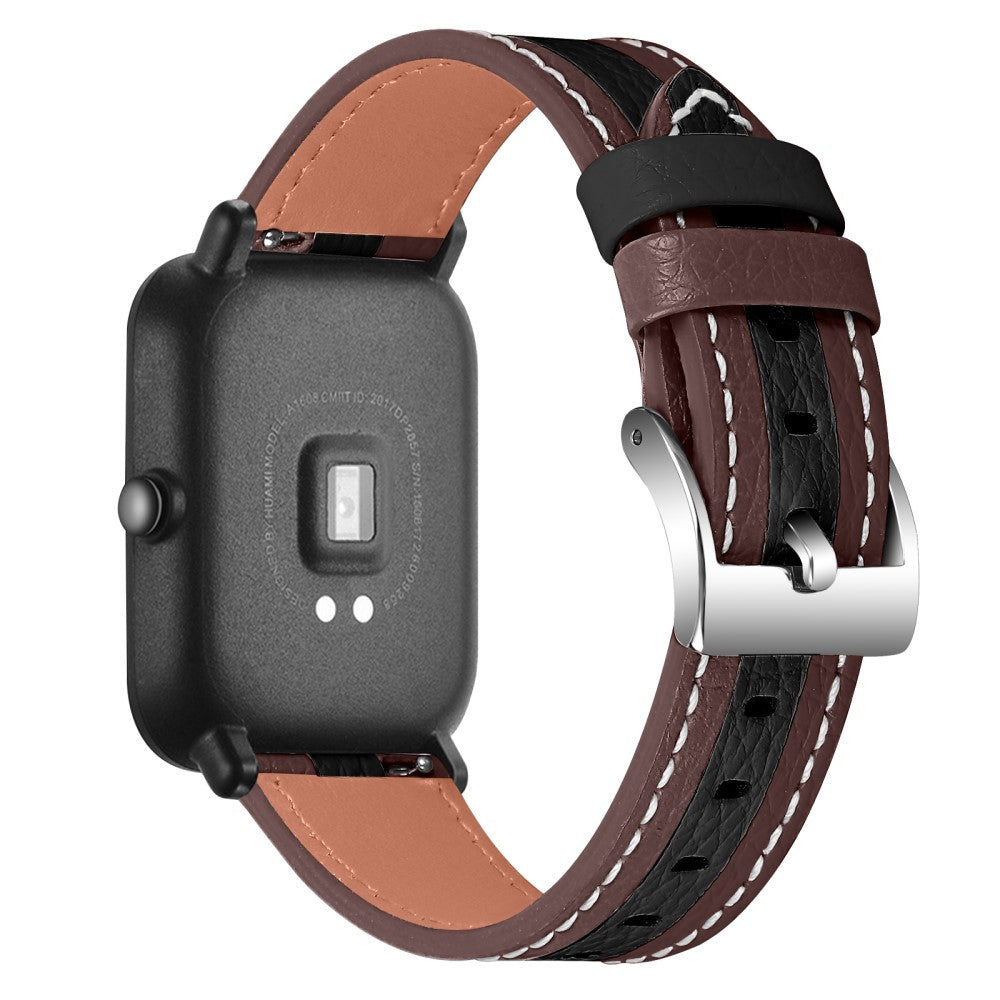 Mega holdbart Amazfit Bip / Amazfit Bip Lite Ægte læder Rem - Brun#serie_3