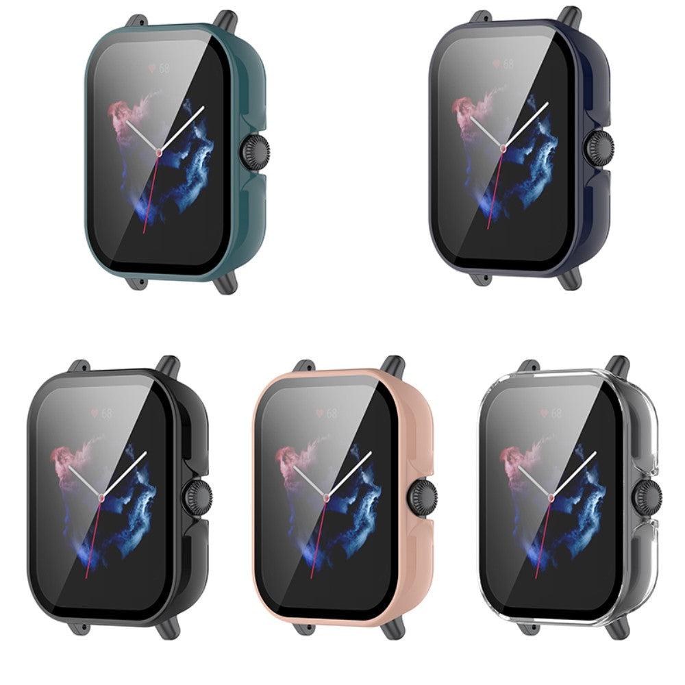 Super Flot Amazfit GTS 3 Cover med Skærmbeskytter i Plastik og Hærdet Glas - Pink#serie_5